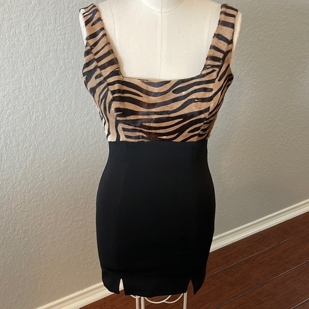 Sexy dark brown zebra print dress.